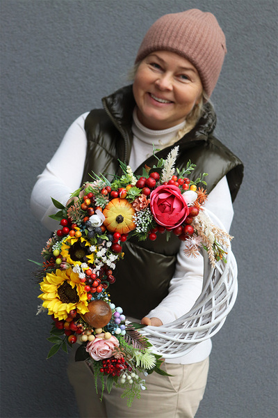 Augustino Sunflower, asymetryczny jesienny wianek