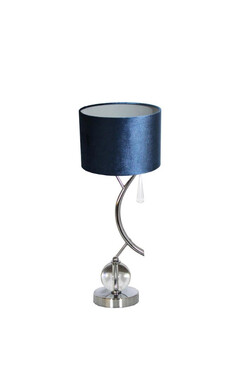 Silver Branch, lampa stołowa z abażurem, niebieski walec, wys.53cm