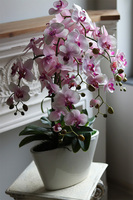 Różowe Chwile, sztuczny storczyk w białej donicy