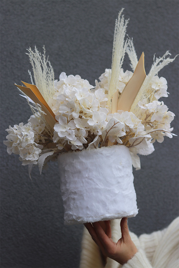 Winter Beige, zimowy flowerbox z suszem