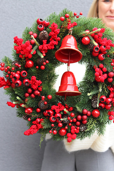 Czerwone Dzwony świąteczny wianek dekoracyjny