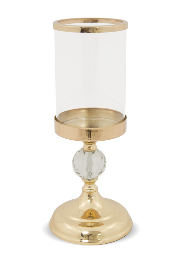 GlamChic B, szklany świecznik, kolor złoty, wym.30x12.5x12.5/10cm