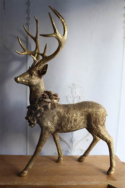 Lauric Luxury 2, świąteczna figurka renifer złoty, wym.72x43x25cm