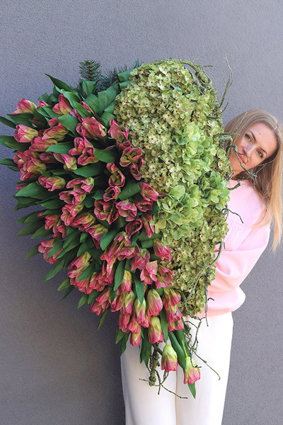 Serce Tulipia, komplet dekoracji nagrobnych