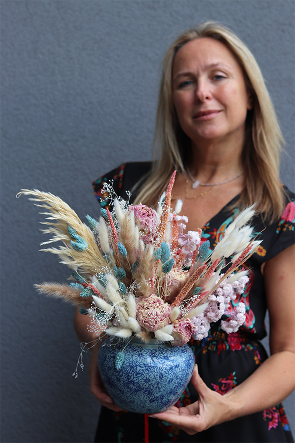 Boho Trendy, kompozycja kwiatowa z suszem