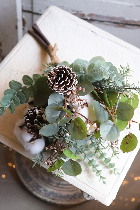 Eukaliptusowy, zimowy bukiet z bawełną, dł.