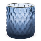 Almond Blue, szklany świecznik niebieski, wym.9x8cm