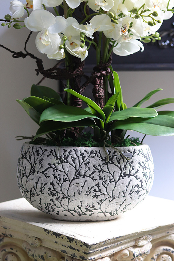 Hedre, biały sztuczny storczyk