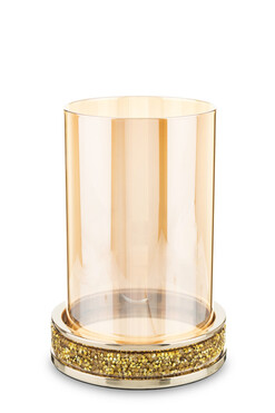 Amber Crystals C, złoty świecznik kryształowy z mozaiką, wys.17.5cm 