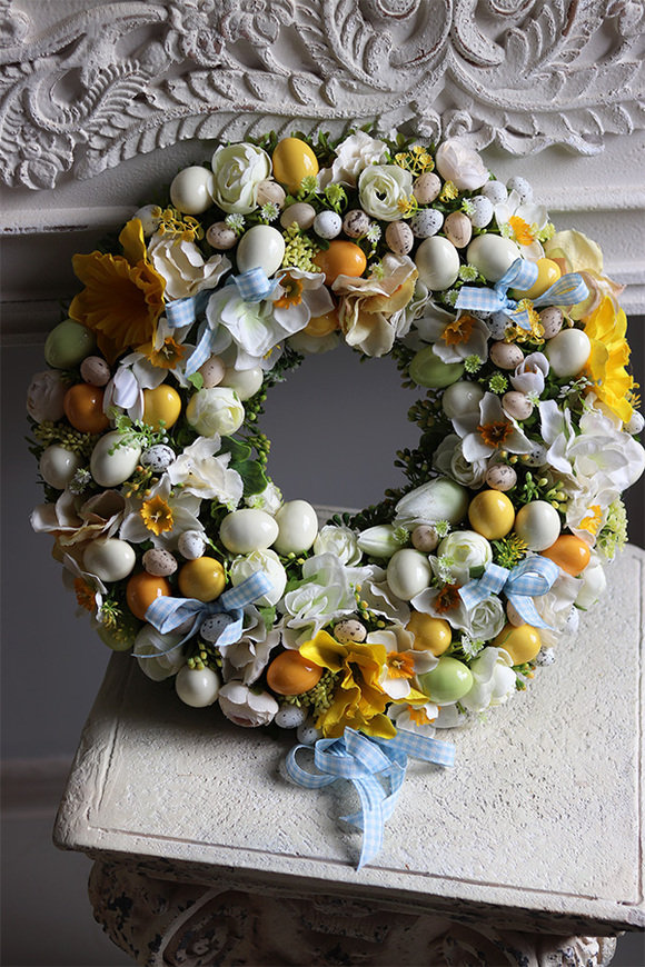 wielkanocny wianek z jajkami, Happy Easter Blue