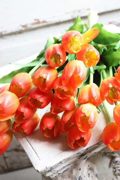 bukiet tulipanów silikonowych, Sunset, 5szt. dł.38cm