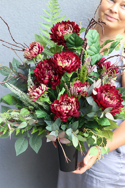 Astry Bordo Love, komplet dekoracji nagrobnych