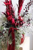 Bromelia Zimowa Bordo, świąteczna dekoracja kwiatowa