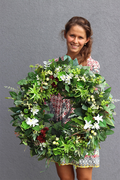 Greenelia, zielony wianek z sukulentami