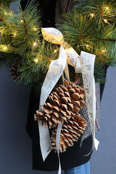 Simple Christmas, komplet dekoracji świątecznych, wianek + girlanda