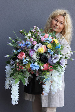 Leossa Rainbow, bukiet nagrobny we flakonie, wys.65cm