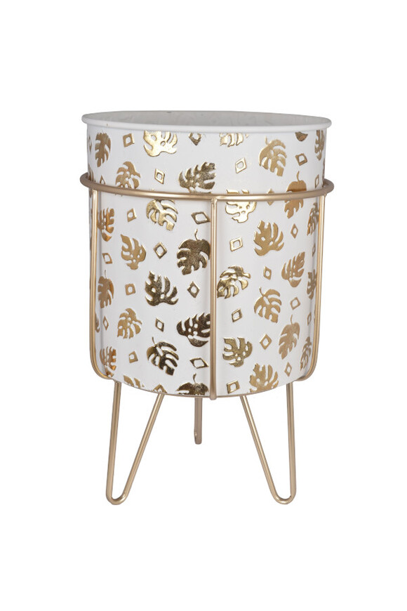 Monstera Gold, metalowa osłonka na stojaku