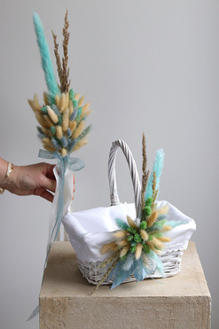 OD RĘKI Drattena, komplet dekoracji wielkanocnych. koszyczek & palemka, wys.23/50cm