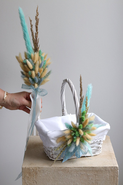 Drattena, komplet dekoracji wielkanocnych. koszyczek & palemka, wys.23/50cm