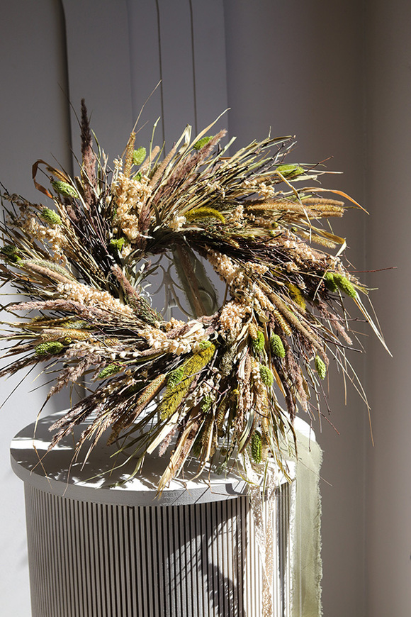 Boho Susz Leokie, dekoracyjny wianek ze stabilizowanych roślin, śr.40cm