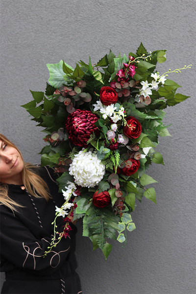 Herrata Ruberia, komplet dekoracji nagrobnych, wiązanka + bukiet