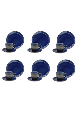 Bonita Navy, komplet kawowy dla 6 osób, 18 elementów