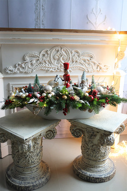 Christmas Estate Laos White 2, duży stroik świąteczny LED, wym.42x95cm