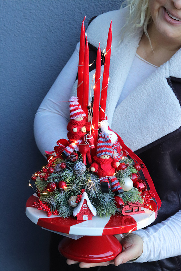 Lollypop Mini, adwentowy stroik LED na paterze