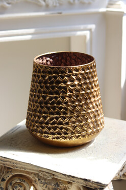 Golden Knot, metalowy wazon osłonka, złoty, wym.23x21cm 