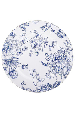 Blue Flowers D, ozdobny podtalerz ze wzorem, śr.33cm