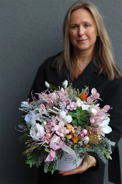 Pudrove Święta 2, welurowy flowerbox świąteczny