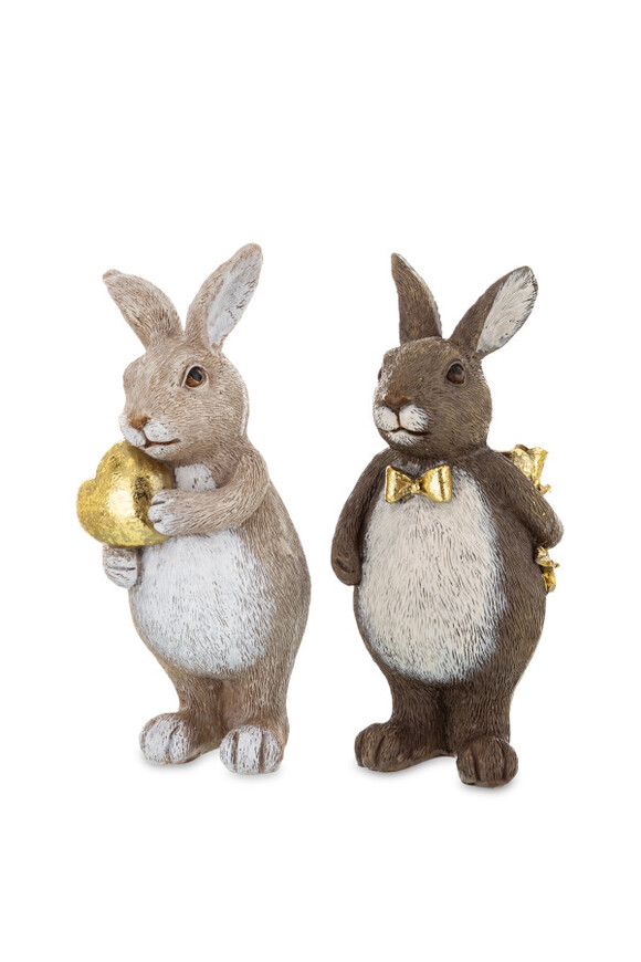 Bunny Cottage Gold, złota figurka wielkanocna zajączek