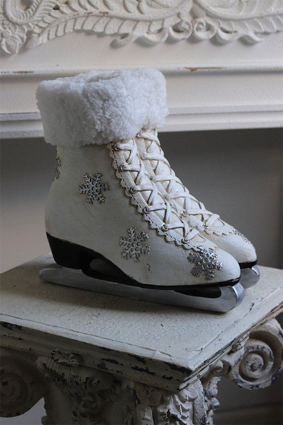 Let it Snow, świąteczna figurka osłonka łyżwy