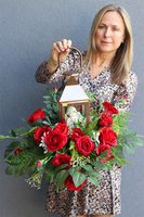 Angelo Garden Rubin Gold 2, lampion nagrobny z kwiatami