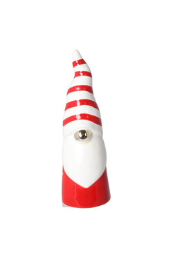 XMAS Santa, figurka świąteczna Mikołaj w paski, czerwony, wys.17cm