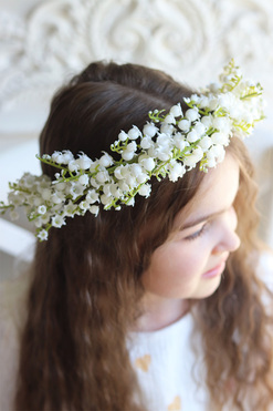 Dama Konwaliowa, biały kwiatowy wianek na głowę, rozmiar uniwersalny