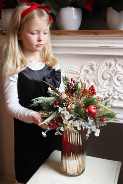 Gold Christmas, świąteczny stroik kompozycja w złotym wazonie, wys.46cm