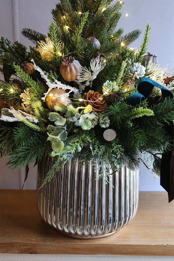 Deluxe Silver XL, choinka świąteczna w donicy LED