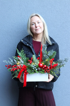 Zimowe Klimaty, stroik świąteczny LED ze świecami, wys.35cm