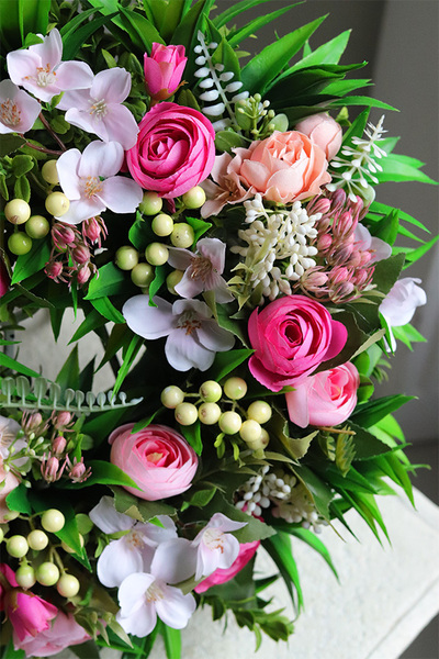 Deronata, różowy wianek dekoracyjny