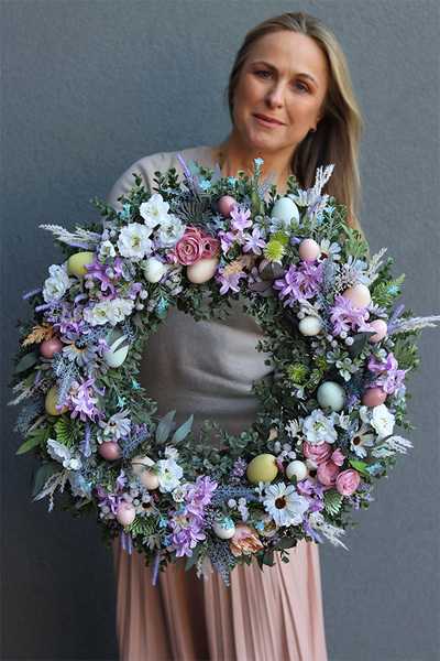 Easter Decor, liliowy wianek wielkanocny