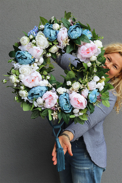 duży wianek z chwostem, Peonya, śr.54cm 