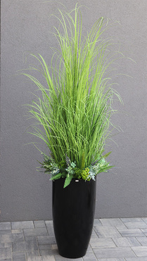 Fiberglass Grande Tenomo 2, trawy i sukulenty w donicy fiberglass,wys.160cm