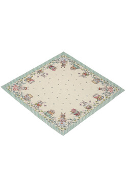 Bunny Tea Green, wielkanocny obrus gobelinowy serweta, 98x98cm 