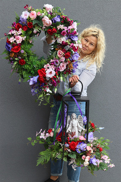 Marassi 2, komplet dekoracji nagrobnych, wieniec + lampion 