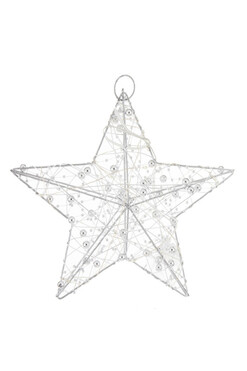 Christmas Star, zawieszka świąteczna gwiazdka LED, srebrna, wym.20x20cm