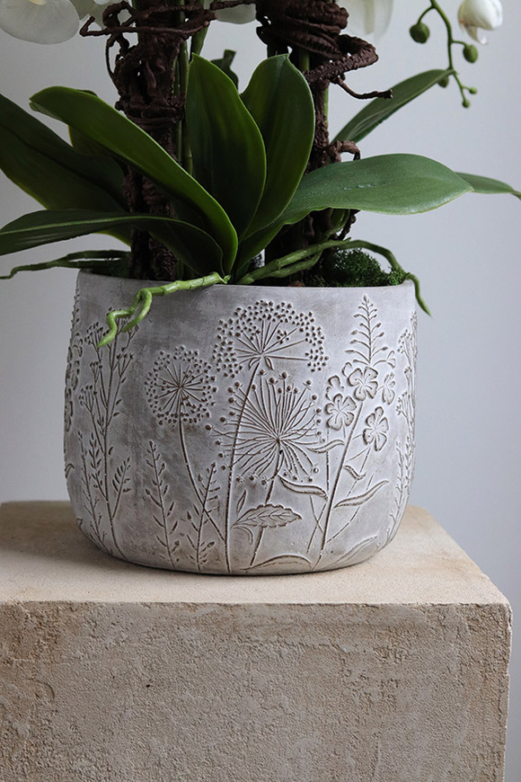 Modern Meadow, stylowy storczyk w doniczce ze wzorem