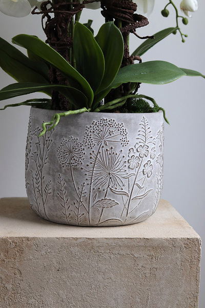 Modern Meadow, stylowy storczyk w doniczce ze wzorem