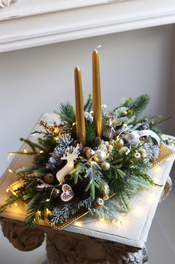 Goldire LED, stroik świąteczny na tacy, wym.33x43cm 