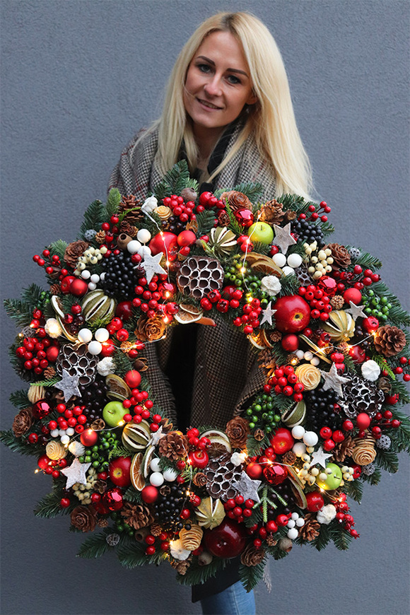 Świąteczny Kolor Big 3, bogaty wianek świąteczny LED